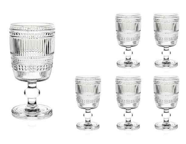 Retro Dalga 6lı Ayaklı Cam Bardak 310ml