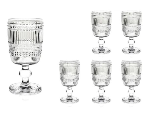 Retro Dalga 6lı Ayaklı Cam Bardak 310ml