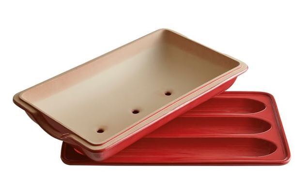 EH 3'lü Baget Ekmek/Fırın Kabı Dikdörtgen 39 x 23 cm Kırmızı