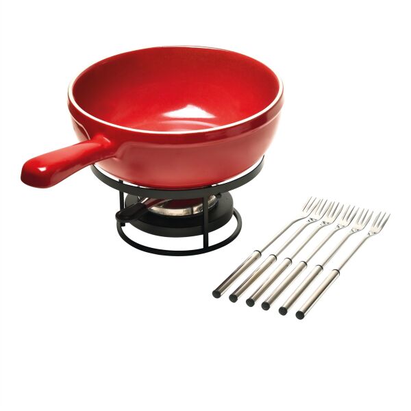 EH Yuvarlak Fondü Seti 24 cm Kırmızı/Burgundy -349922